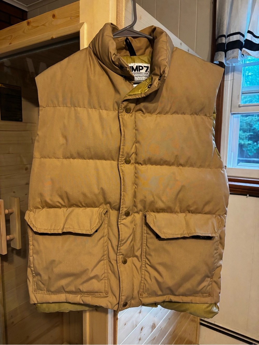 Vintage CAMP 7 Boulder Colorado Down Puffer Vest Tan Utility Gorpcore